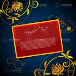 Abstract Blue Gold and Red Floral Card Background Design with Sample Text